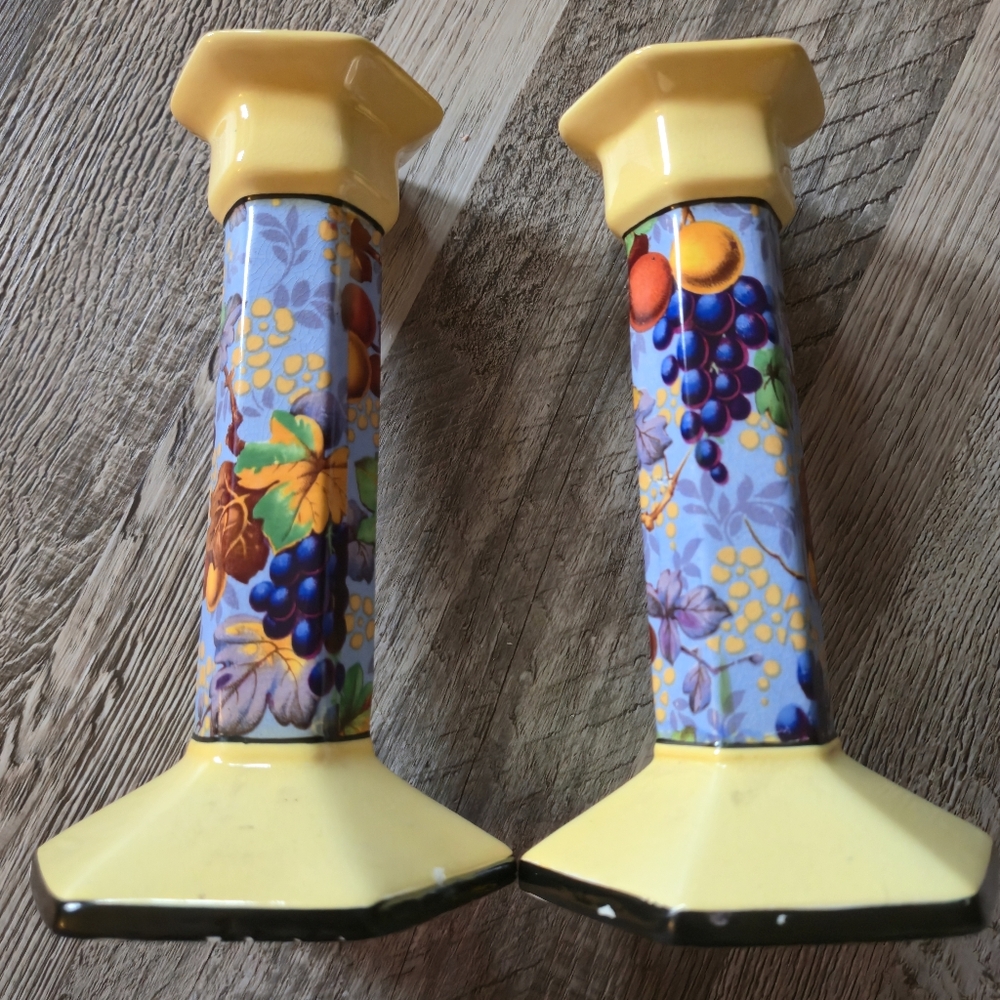 Tuscan 1920s Art Deco 450.A Antique Fruit Taper Holders Made in England Pair - Picture 5 of 12